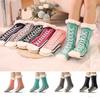 1Pair Striped Floor Sleeping Socks Plush Snow Socks Casual Slipper Sock  for Woman Girls
