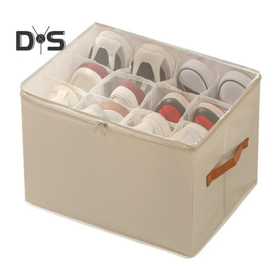 

Коробка для хранения обуви с прозрачной крышкой, застежка-молния, большая вместимость, несколько отделений, шкаф, органайзер для хранения обуви бежевый