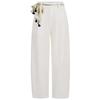 Edition Women's Cotton Linen Tapered Trousers with Silk Scarf Belt