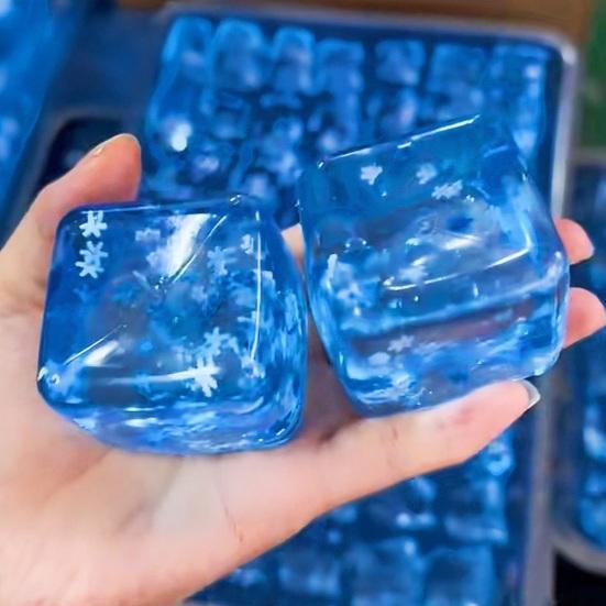 Clear Toy Snowflake Anxiety with Glitter Cube Squeeze Relief Stress Cube Sensory