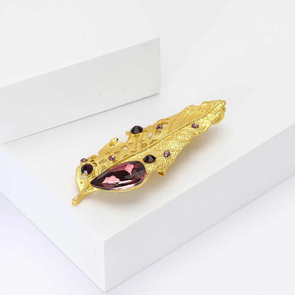 Crystal Leaf Badge for Women Unisex Wormholes Leaves Plants Party Office Brooch Pins Gifts