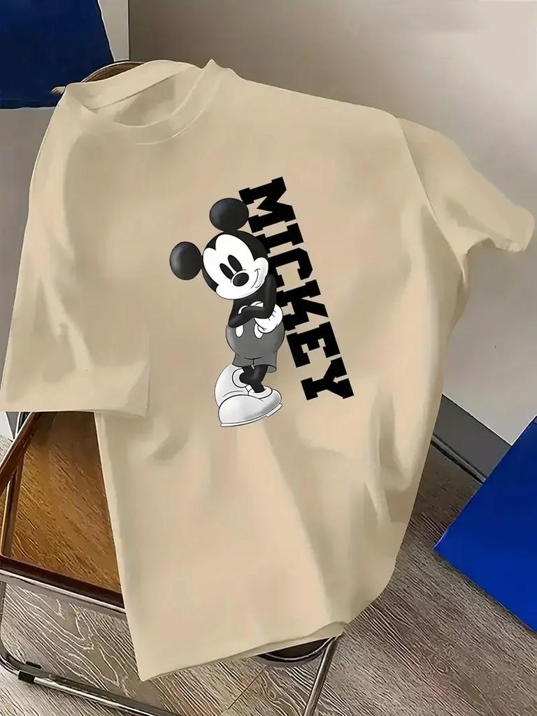Disney Mickey Mouse Series Men's T-shirt, Men's Casual Pure Cotton Short-sleeved, Fashionable and Sporty Street Men's Clothing