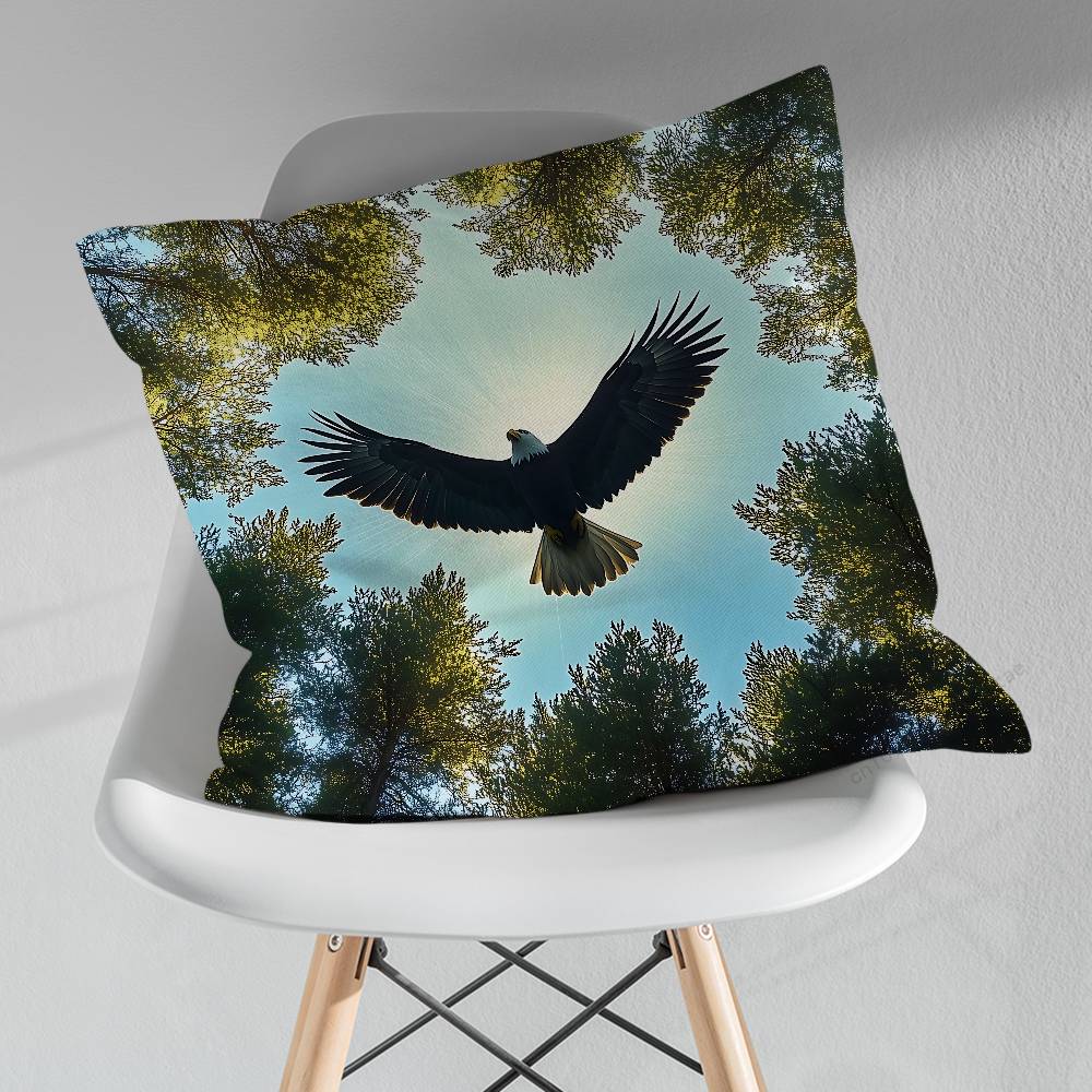 Soaring Eagle Pillowcase for Sofa Room Office Decor Printing Merchandise AllMatch Cushion Cover