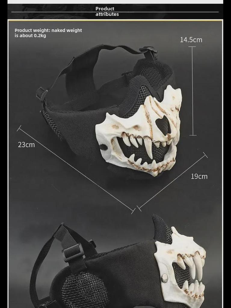 Fang Skull Mask with Ear Protection for Halloween and Outdoor Cycling