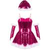 Kids Girls Santa Costume Outfit Sleeveless Sequin Tutu Dress Dance Show Fancy Dress Set for Christmas Cosplay Party