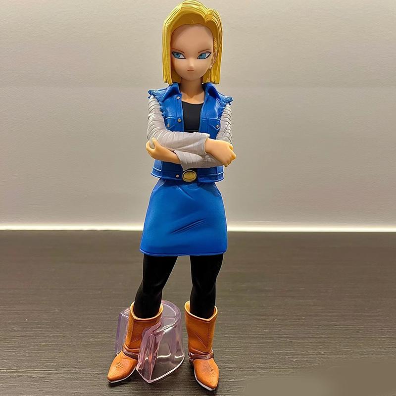 Bandai Anime Dragon Ball Z Android 17 18 Figur Android 18 PVC Actionfiguren Sammlungsmodell Spielzeug für Kinder Weihnachtsgeschenk