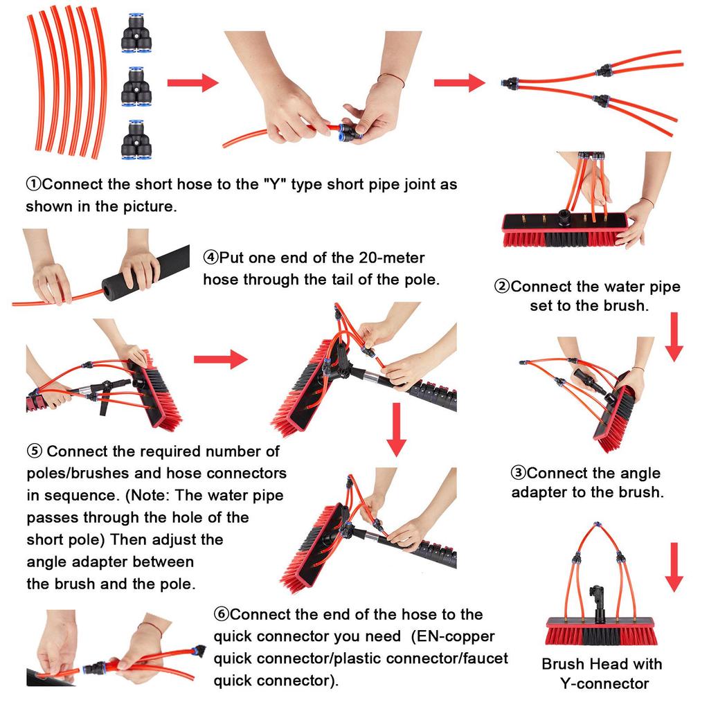 20-60 Ft Solar Panel & Window Cleaning Brush Kit