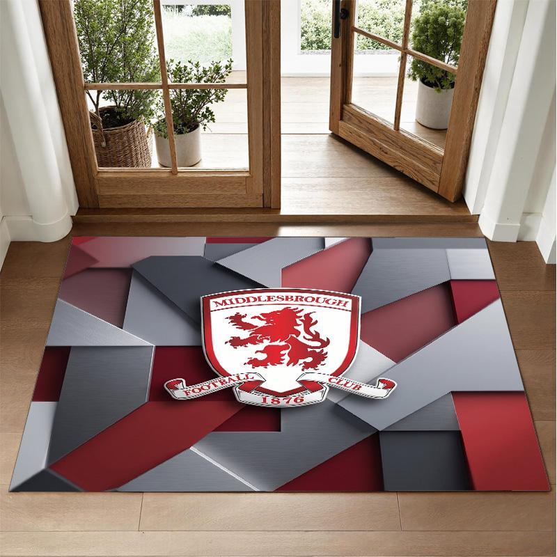 Middlesbrough FC Design Crystal Velvet Rug Soft Decorative Mat for Bedroom Entrance