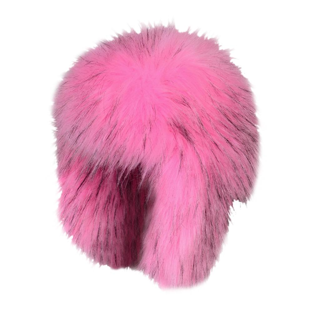 Faux Fur Bomber Hats Round Earflap Winter Round Earflap Cap  Winter Outdoor Activities Wear