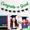 Glitter Green Congrats Grad Decorations Banner Pre-Strung Graduation Decorations Class of 2026 Banner Green and Black Congrats Grad with Tassel Decor