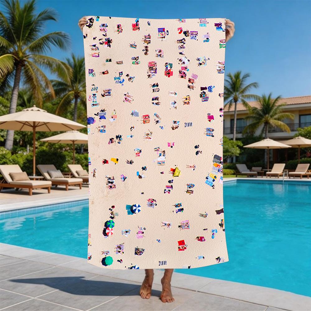 Impressionist Colorful Beach Umbrella Ocean Painting Beach Towel Quick Dry Large Towel For Vacation Swimming Seaside