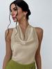 Women's Sexy Sleeveless Satin Shirt for Spring/Summer 2025 - European and American Style