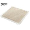 Thin Seat Pad for Home Cotton Linen Chair Pad, Striped Plaid Dining Mat with Lace Trim, Lightweight Wood Chairs Breathable Ties Office Barstool