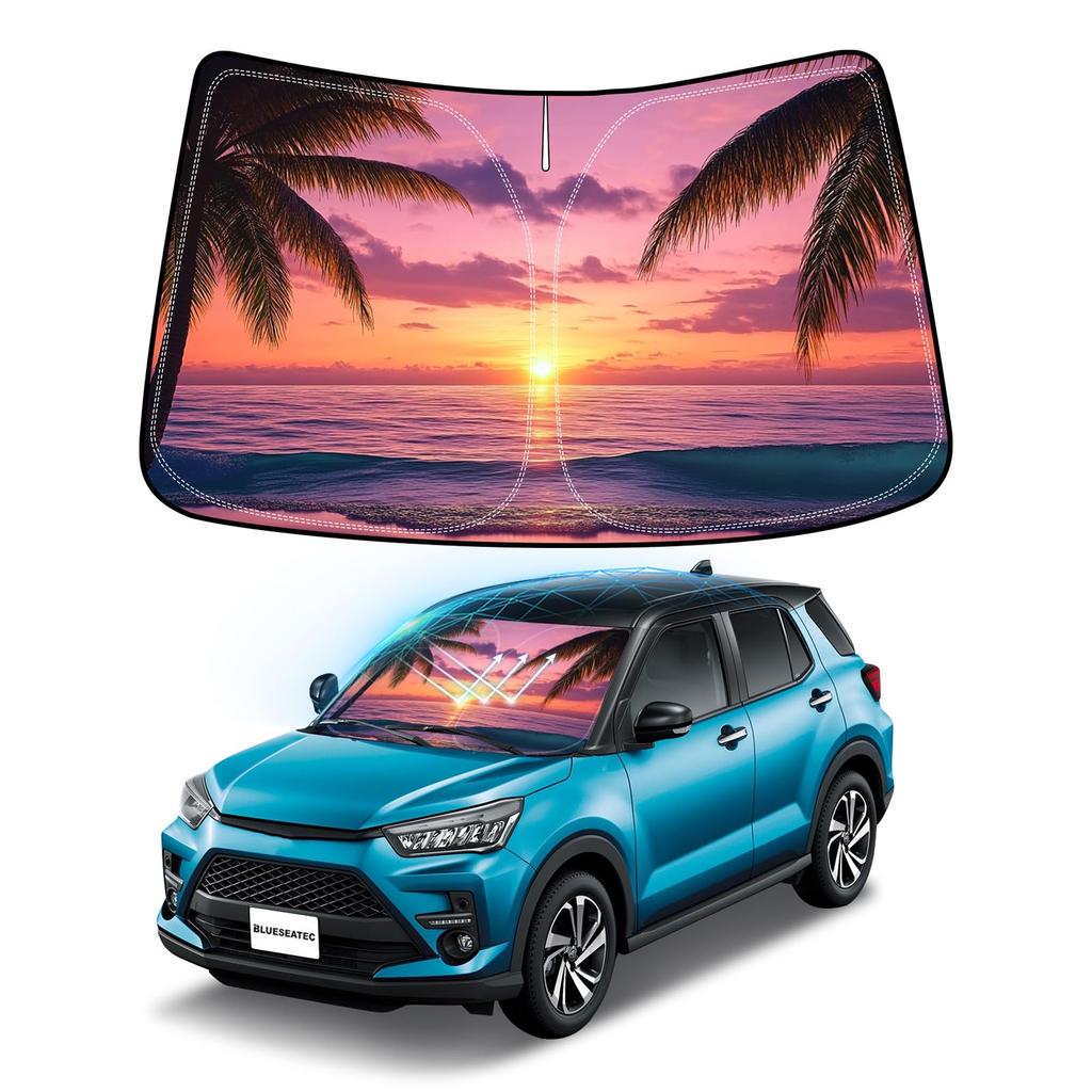 BLUESEATEC Toyota Rise A200 Series Daihatsu Rocky Compatible Windshield Sunshade RAIZE ROCKY UV Protection No Suction Cups Required Sleeping In the