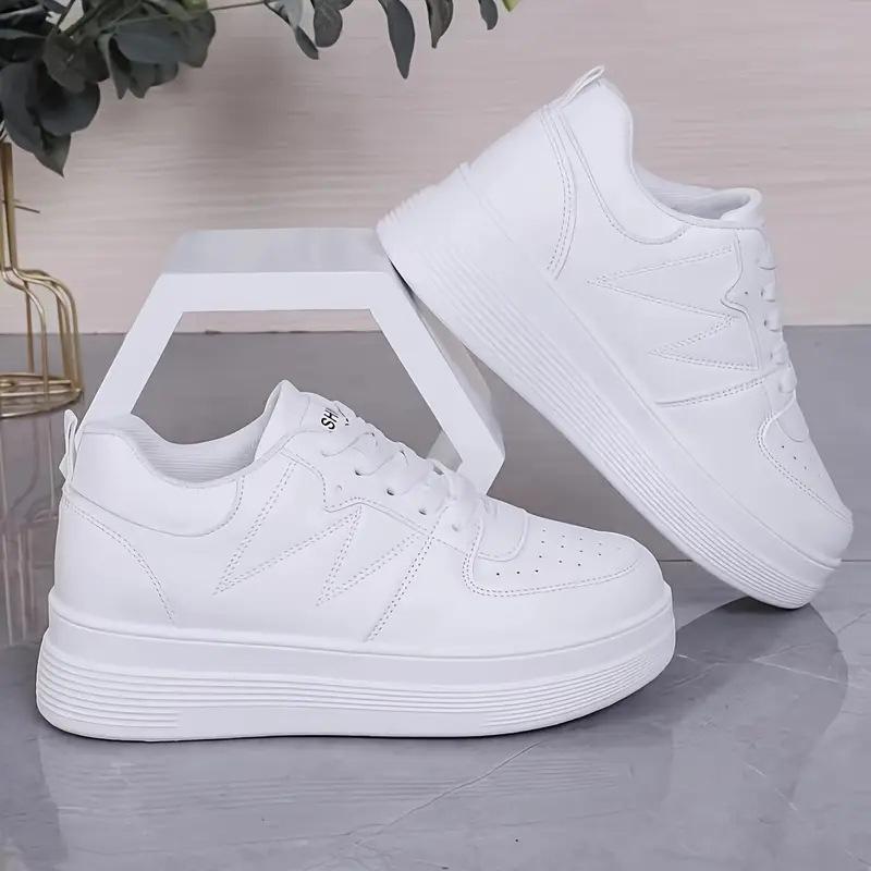 Spring New Style Korean Version Thick Bottom Heightening Sports Casual Shoes Women's Low Top PU Leather Sneakers