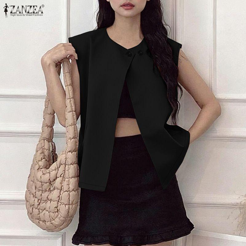 ZANZEA Women Casual Round Neck Solid Color Sleeveless Vest Tops