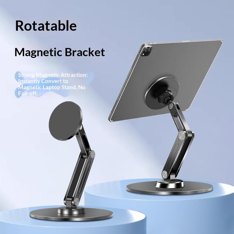 Foldable Magnetic Tablet Stand 360 Degree Rotating Metal Desktop Holder Bracket for iPad