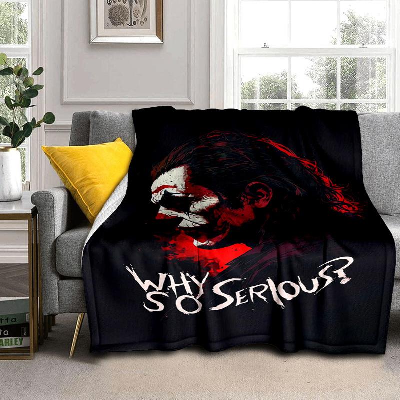 1pc Why So Serious? Joker Artwork Cartoon Blanket,Portable Throw for Travel & Camping, All Season Cozy Blanket,Ideal Gift