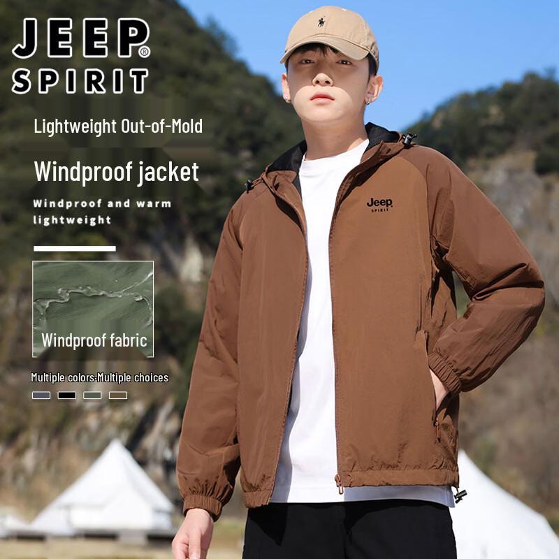 JEEP SPIRIT Men s Outdoor Windproof Hooded Jacket 5XL