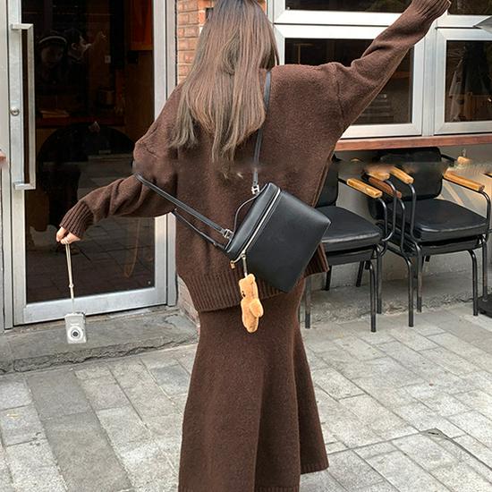 Early Autumn Retro V-neck Sweater Set & Fishtail Midi Skirt for Women