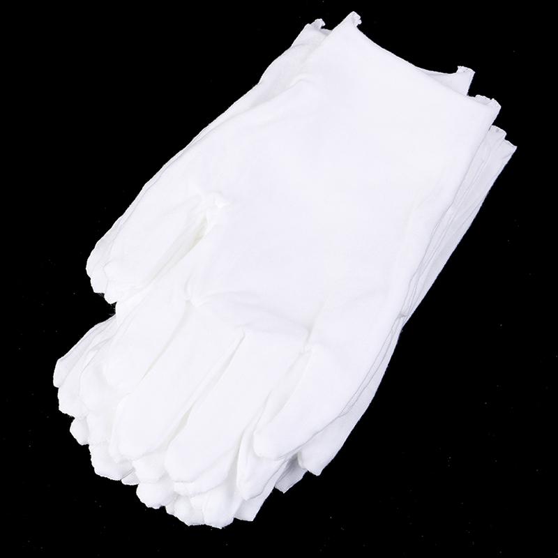6 Pairs White Gloves Cotton Soft Thin Coin Jewelry Silver Inspection Work Gloves