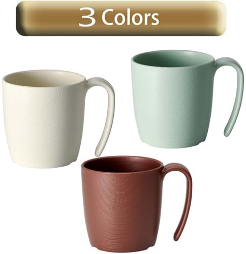 Skater easy-to-hold cup 290ml handle wood grain cream plastic made biomass materials microwave dishwasher safe NMGS1HB-A