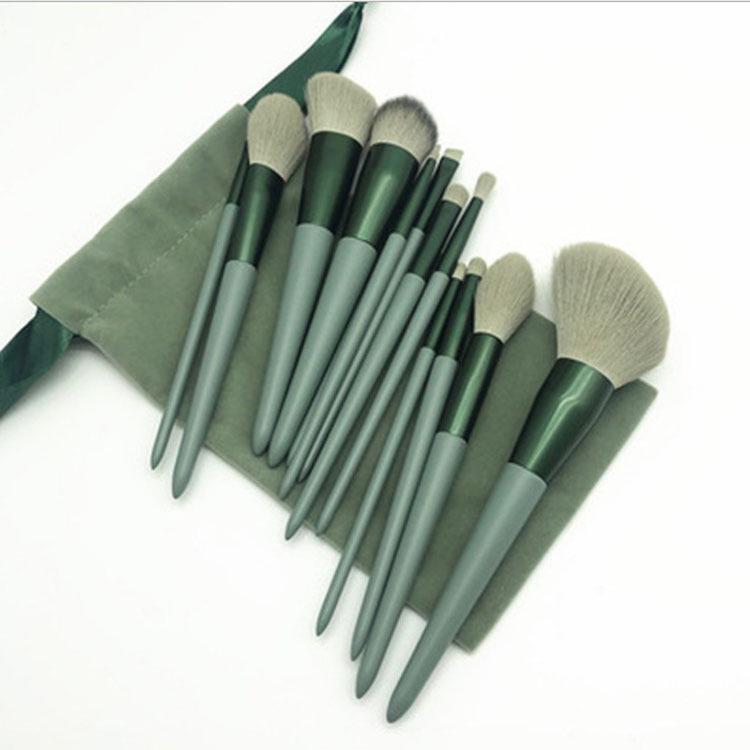 New Green 13-Piece Makeup Brush Set: Super Soft Brushes for All Seasons