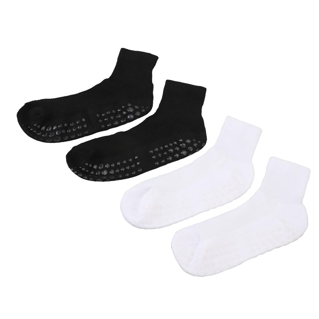 2 Pairs Wide Socks with Grips Men Women Non Binding Socks High Stretch Socks Black and White Large