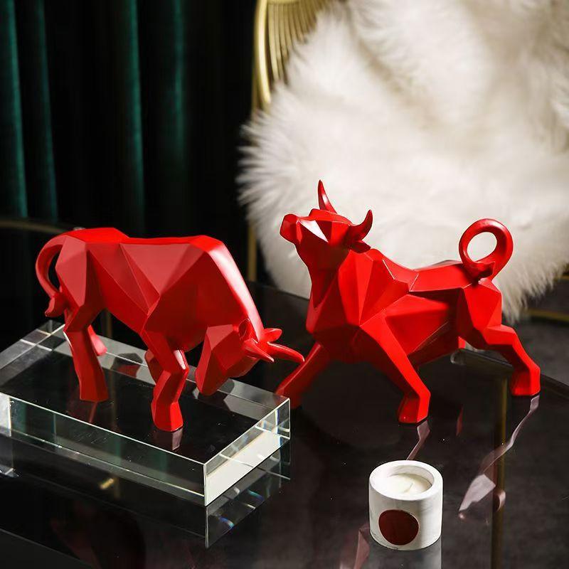 Nordic Modern Simple Resin Bull Ornaments Creative Home Decoration Crafts Indoor Study Office Cow Statue Animal Figurine