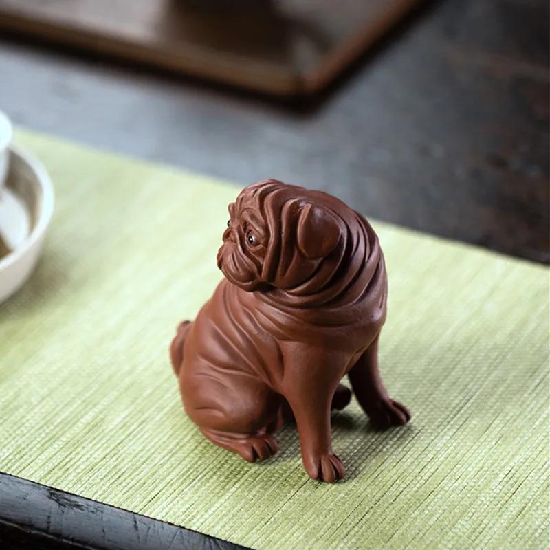 Yixing Purple Clay Tea Pet Chinese Zodiac Dog Statue Animal Tea Figurine Ornaments Household Handmade Tea Set Decoration