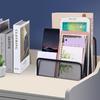 Upright File Holder and Desk Organizer - Black Desk Mail Organizer - Metal Mesh Letter and Document Sorter with 3 Compartments for Office and Home