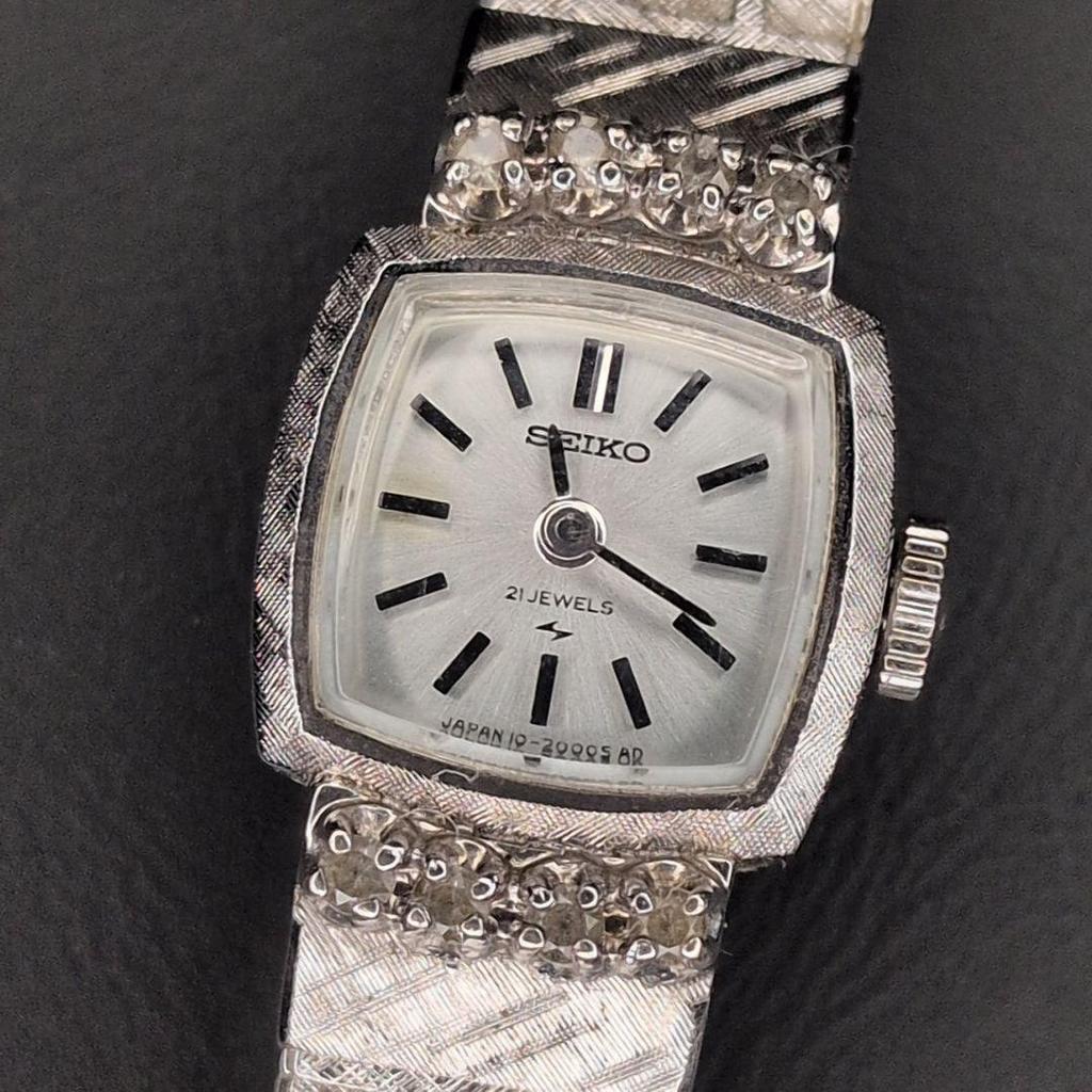 Used Seiko Hand-wound Antique Ladies' Watch White Gold (Working Condition)