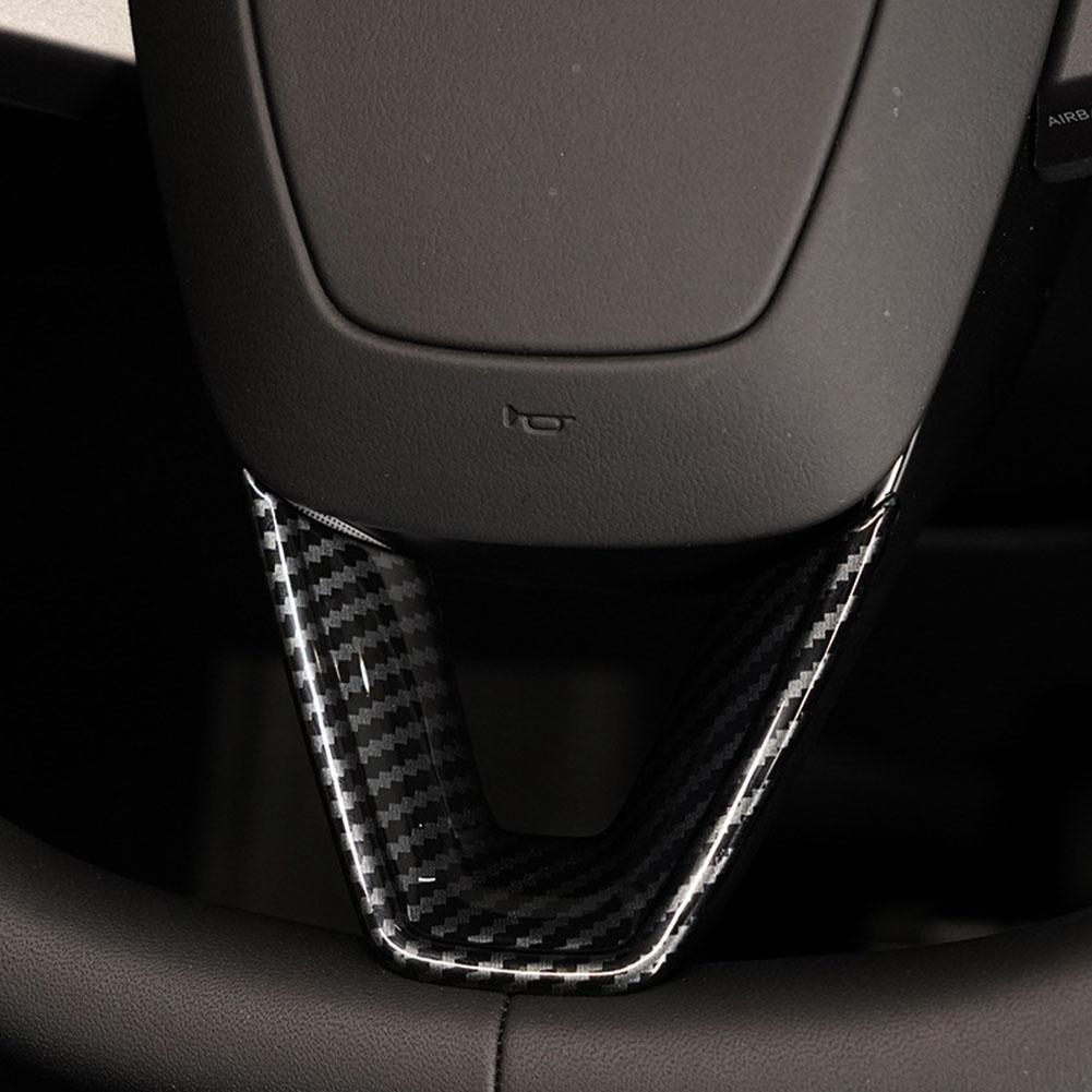 For Tesla Model 3 Steering Wheel Trim Matte Carbon Fiber Perfect Fit Scratch Protection For Tesla Model 3 2023-2024