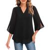 Summer New Women's Petal Sleeve Top Casual Loose V-neck Chiffon Shirt