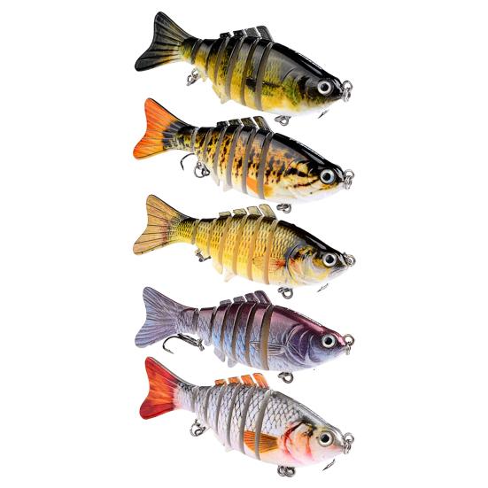 3/5Pcs Fishing Lures 3D Swimming Bait with Treble Hooks Realistic Looking Bright Colors Compact Portable Hard Bait Artificial Lure