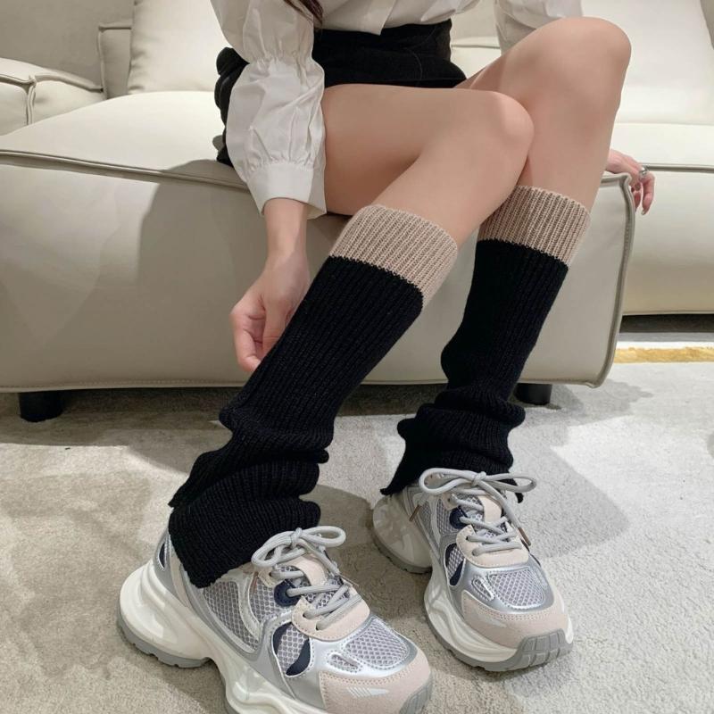 Womens Lolitas Knit Long Socks Flared Leg Warmers Harajuku Booties Socks Winter Warm Ankle Heap Socks
