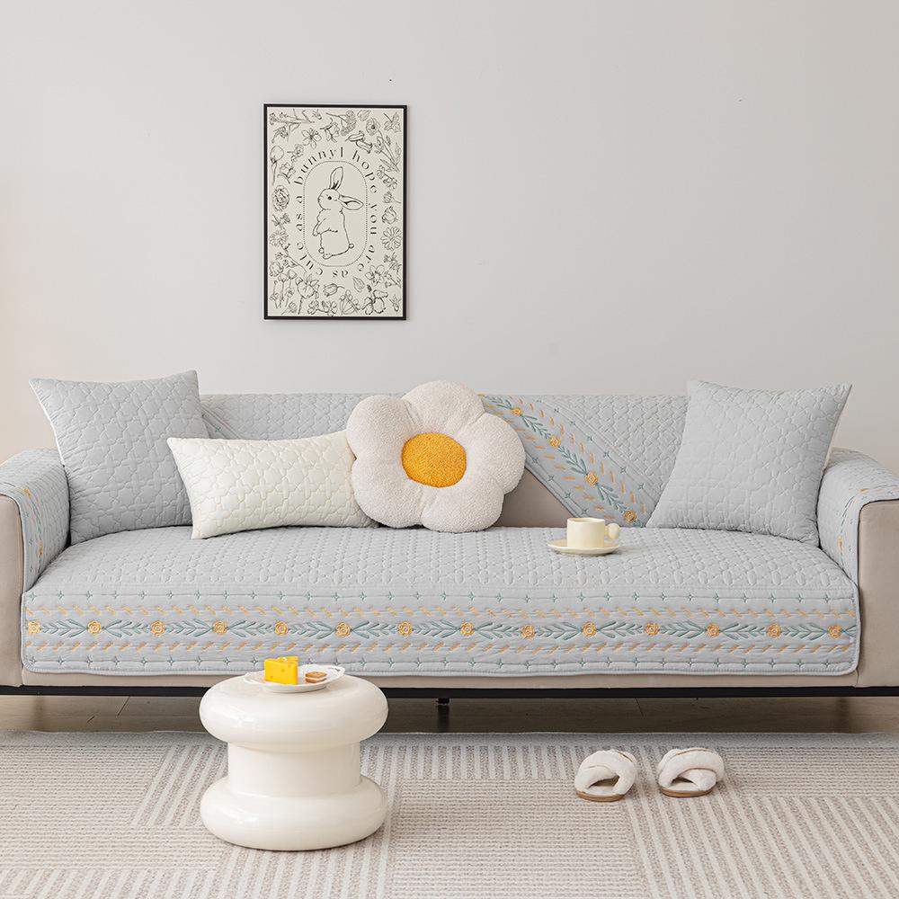 

Нескользящая диванная подушка из стираного хлопка с маленьким подсолнухом, современный простой чехол для дивана, универсальное скандинавское свежее полотенце на четыре сезона 70*70