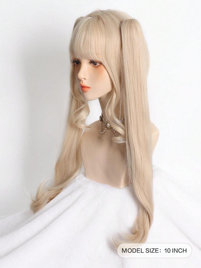 Short Straight Hair Ponytail Wig with Bangs for Women Anime Cosplay Costume Halloween Party Wig