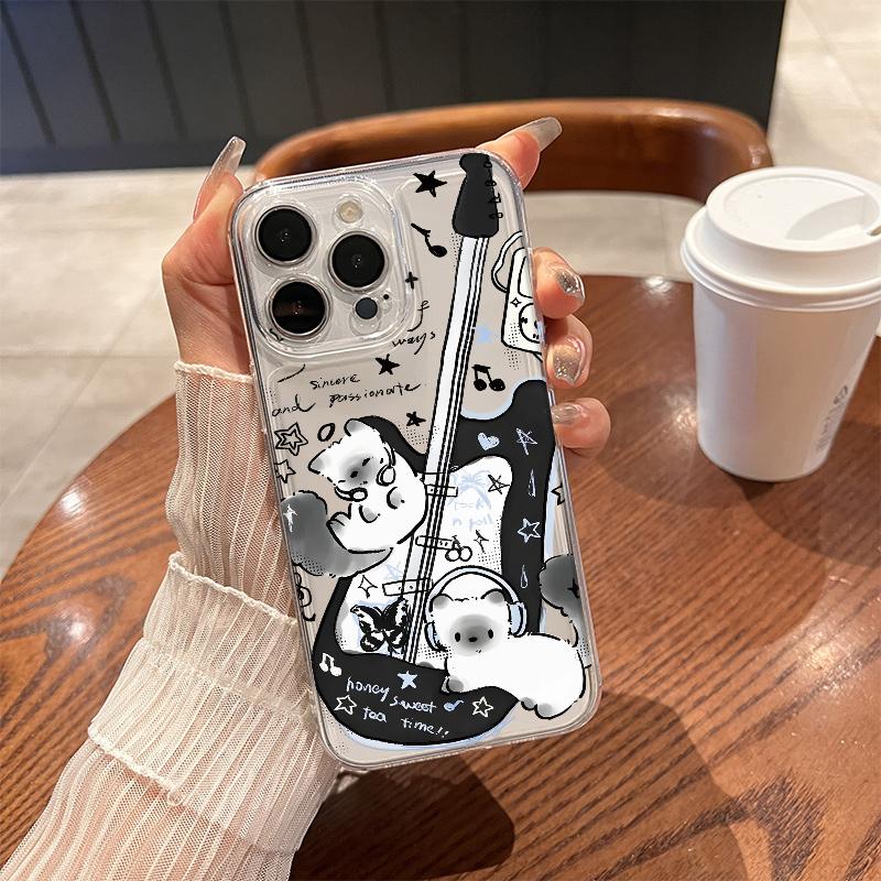 

Music Cats Phone Case for iPhone 17 Air 16 15 14 13 12 11 Pro Max Plus Mini X 8 7 Soft Transparent Cover Fundas Accessory iPhone 13Mini