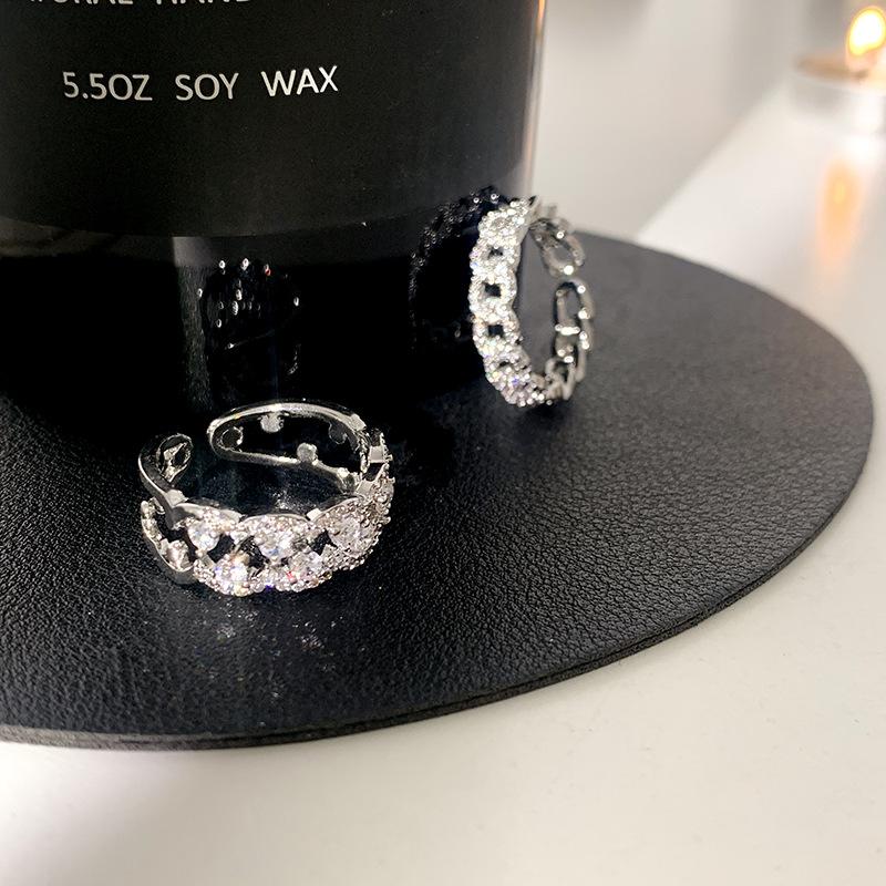 Full Diamond Ring Light Luxury Niche Feeling Index Finger Ring Women'S Fashion Personality Temperament Hand Jewelry