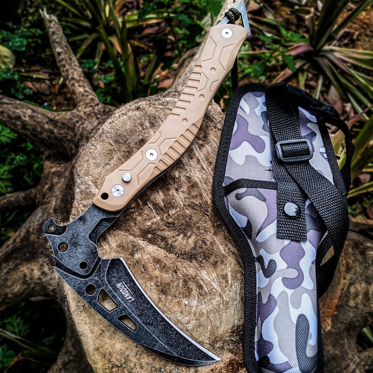 

Високоякісний Багатофункціональний Складаний Тактичний Серп Зручний Для Саду На Відкритому Повітрі Ручний Інструмент EDC Для Косіння, Прополки та Рубання коричневий