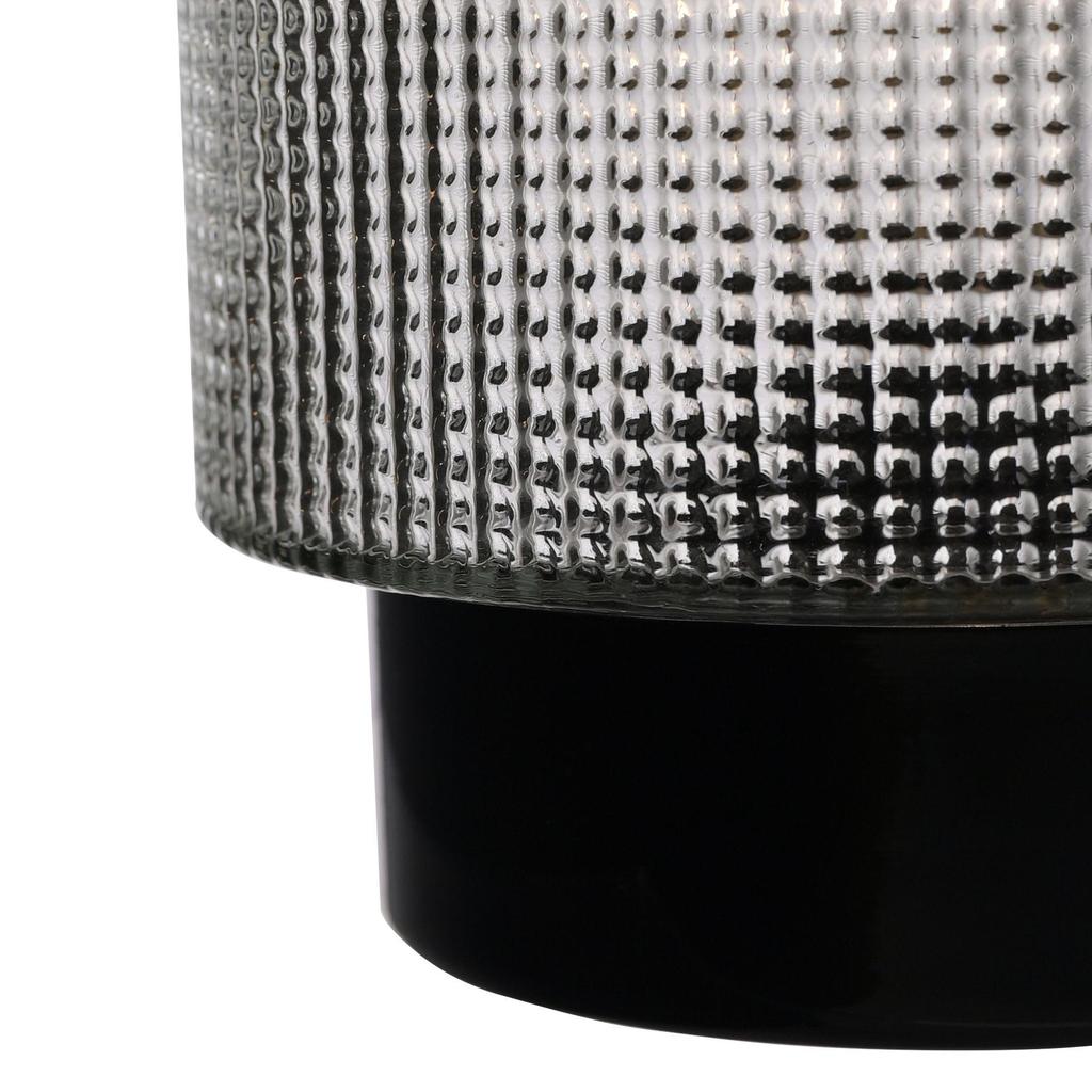 Hestia Battery Operated Textured Glass Lamp With Black Base 12cm X 16cm