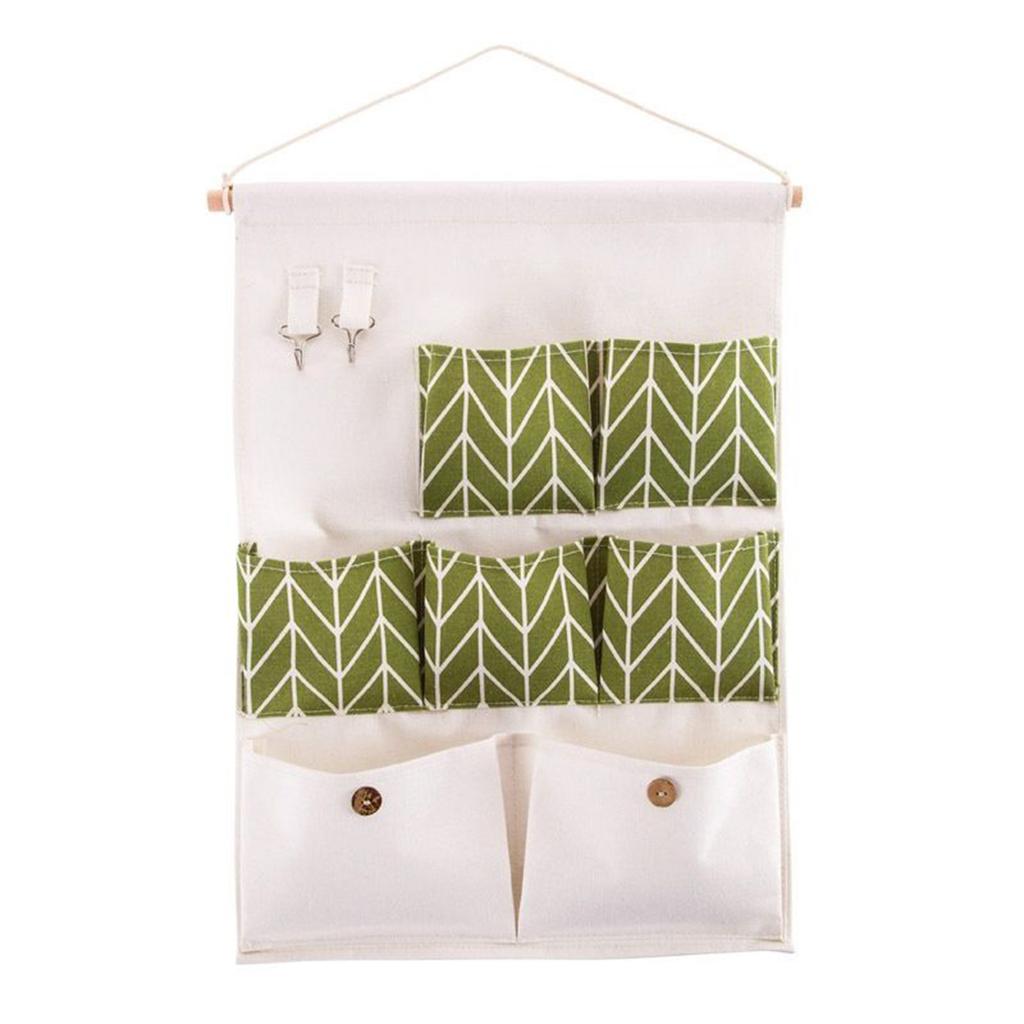 Storage And Cleaning Seven Pocket Storage Bag, Cotton And Linen Miscellaneous Hanging Bag