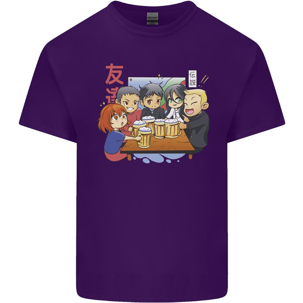 Chibi Anime Friends Drinking Beer Unisexs Light Cotton TShirt