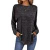 Fall New Ribbed Crew Neck Loose Long Sleeve Knit Top T-shirt for Women European American Style