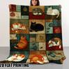 Cozy and Soft Fleece Throw Blanket Featuring Adorable Cats and A Floral Sofa Bed or In The Living Room It'S Warm and Comfortable