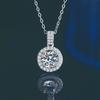 Sterling Round Moissanite Zircon Pendant Necklace Women Lightweight Minimalist Chain Jewelry