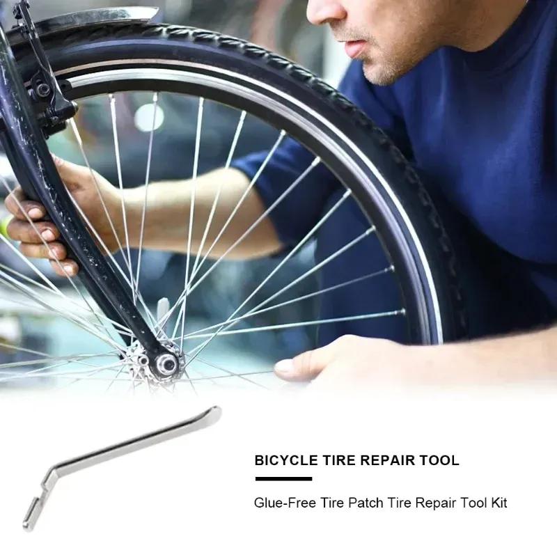 Portable Bicycle Flat Tire Repair Kit - Inner Tube Patching Tools, Tyre Levers & Rubber Repair Pads with Cold Patch Sealant