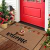 Reindeer Welcome Christmas Doormat, Cute Elk Fairy Light Printed Floor Mat, Entryway Winter Home Decor