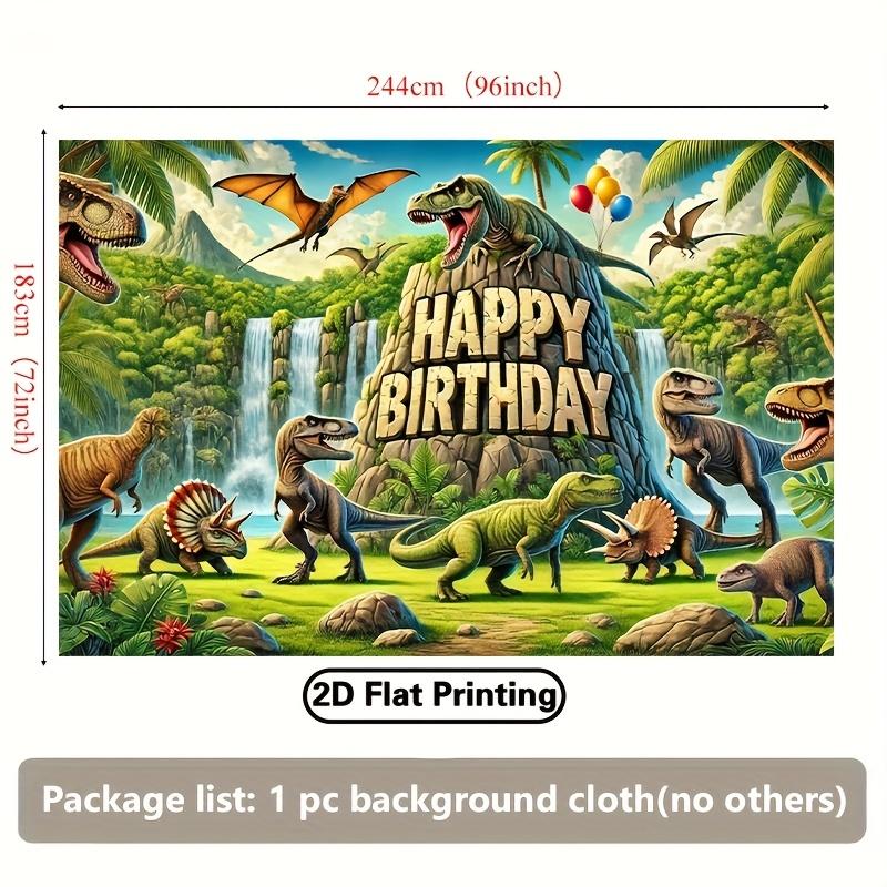 One 2D Flat Polyester Background Cloth with a Dinosaur Birthday Celebration Theme, Suitable for Birthday Decoration